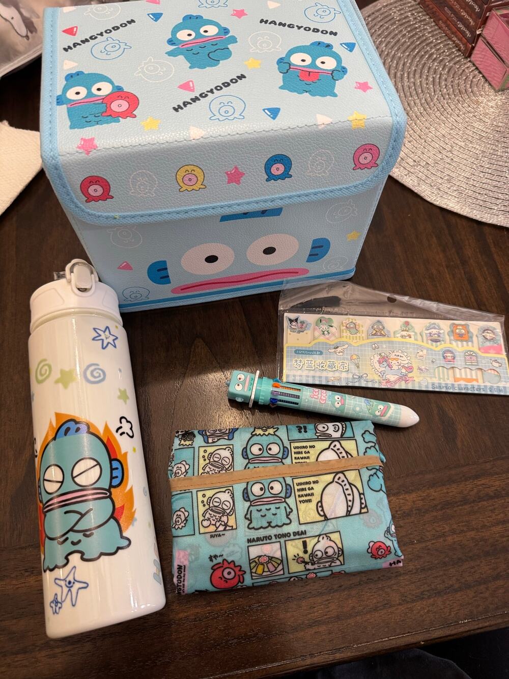 Hangydon bundle storage bottle water reusable bag  multicolor pen sticky notes